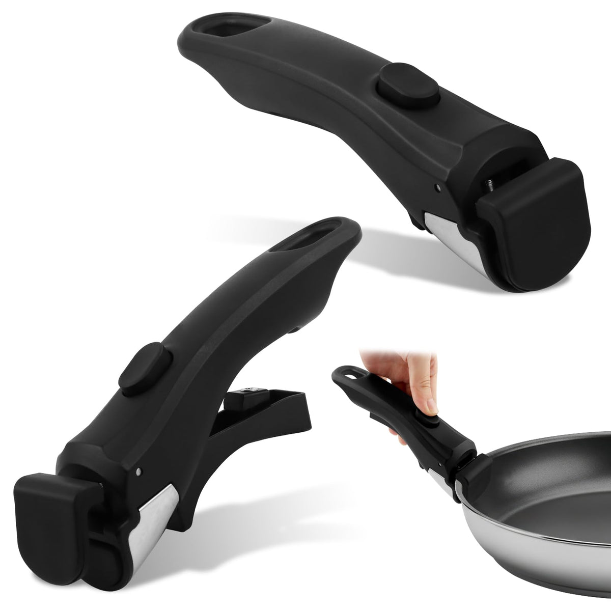 Cramelith removable pot handle locking mechanism ensures stable cooking