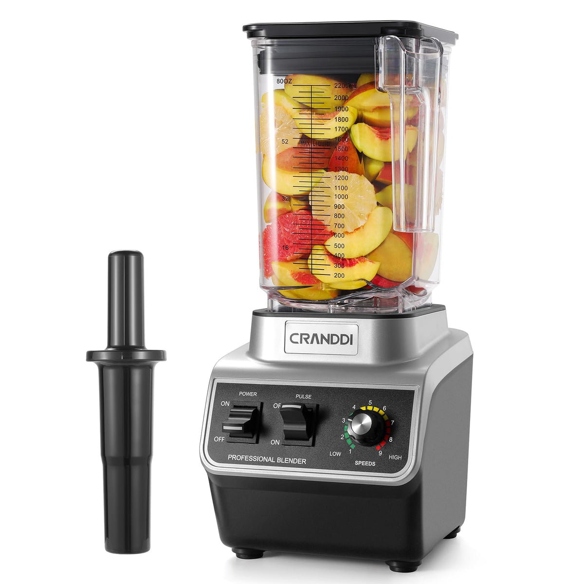 CRANDDI professional blender ice-crushing action for creamy smoothies and frozen treats.