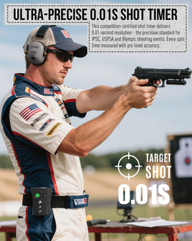Cranix shot timer with loud buzzer visible for clear signaling in noisy ranges