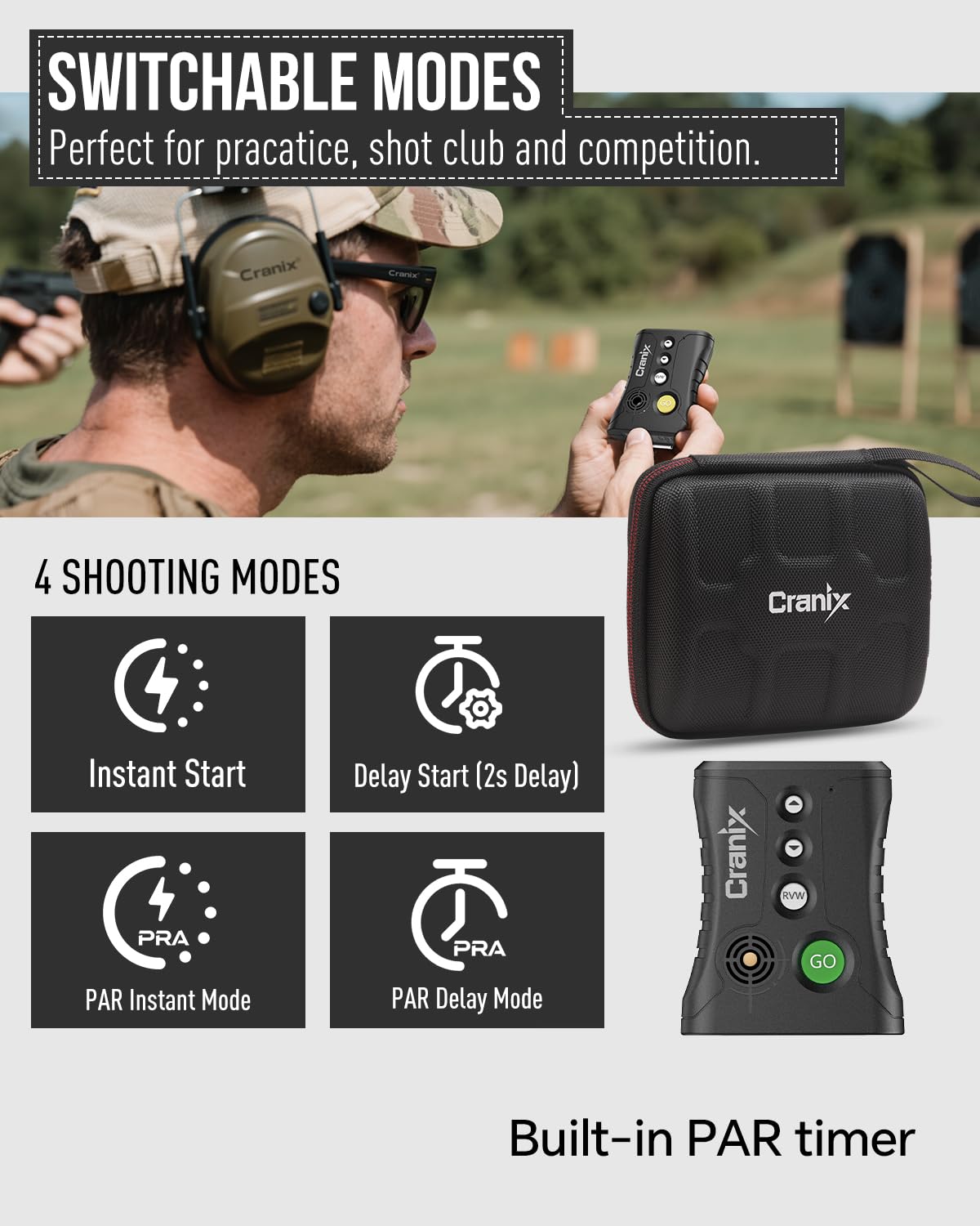 Cranix shot timer steel belt clip attached to gear for fast deployment