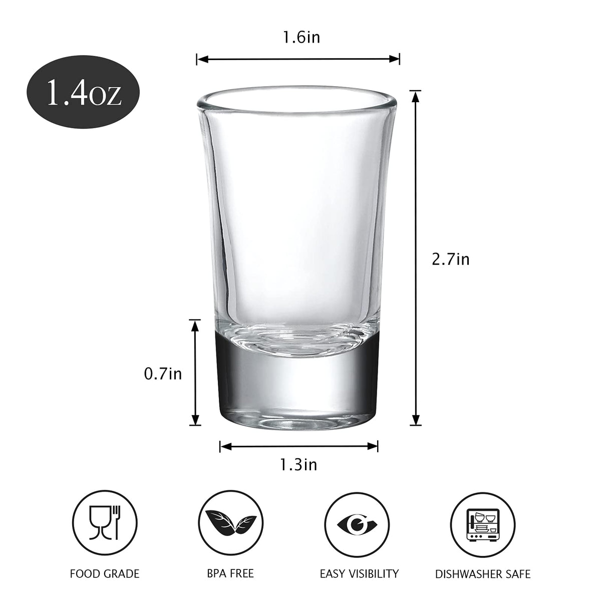 Crazystorey 14-ounce shot glasses – sturdy, thick base for confident pours.