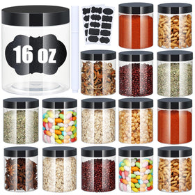 Crazystorey 16oz clear plastic jar with lid for easy dry-food storage.