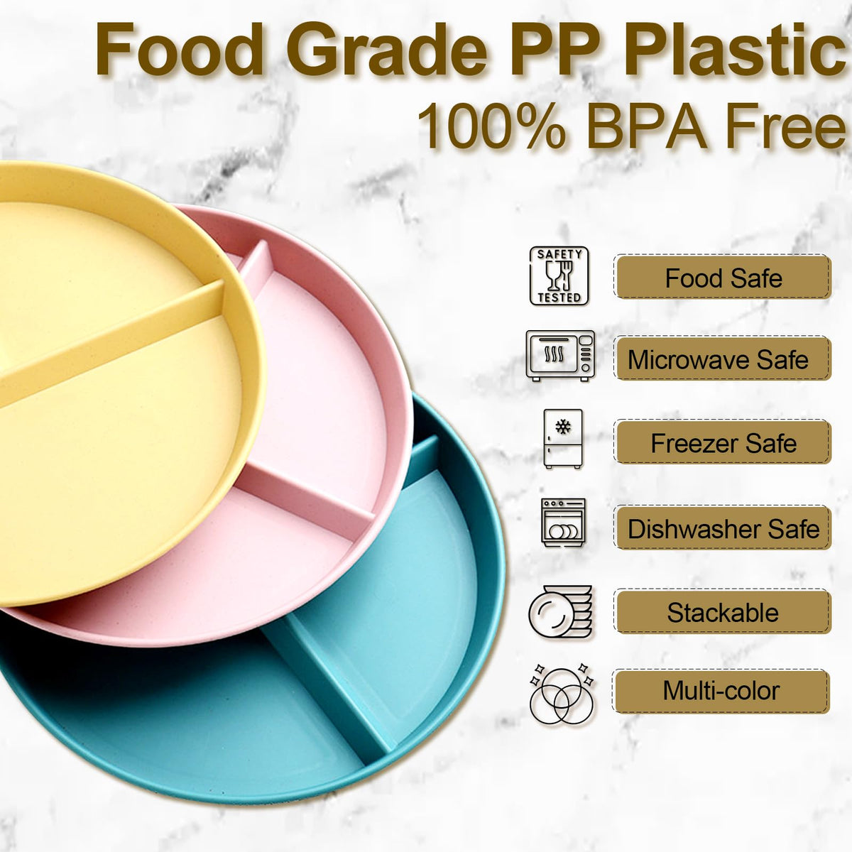 CrazyTerra 9-inch blue plate: colorful, stackable portion-control solution.