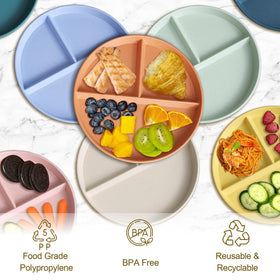 CrazyTerra 9-inch yellow plate: three-compartment design for balanced meals.