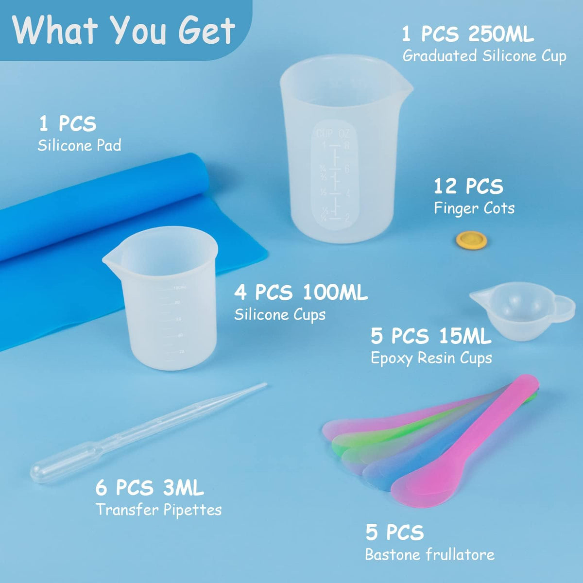 Creahaus 250ml silicone cup features easy-pour spout for accurate resin pouring