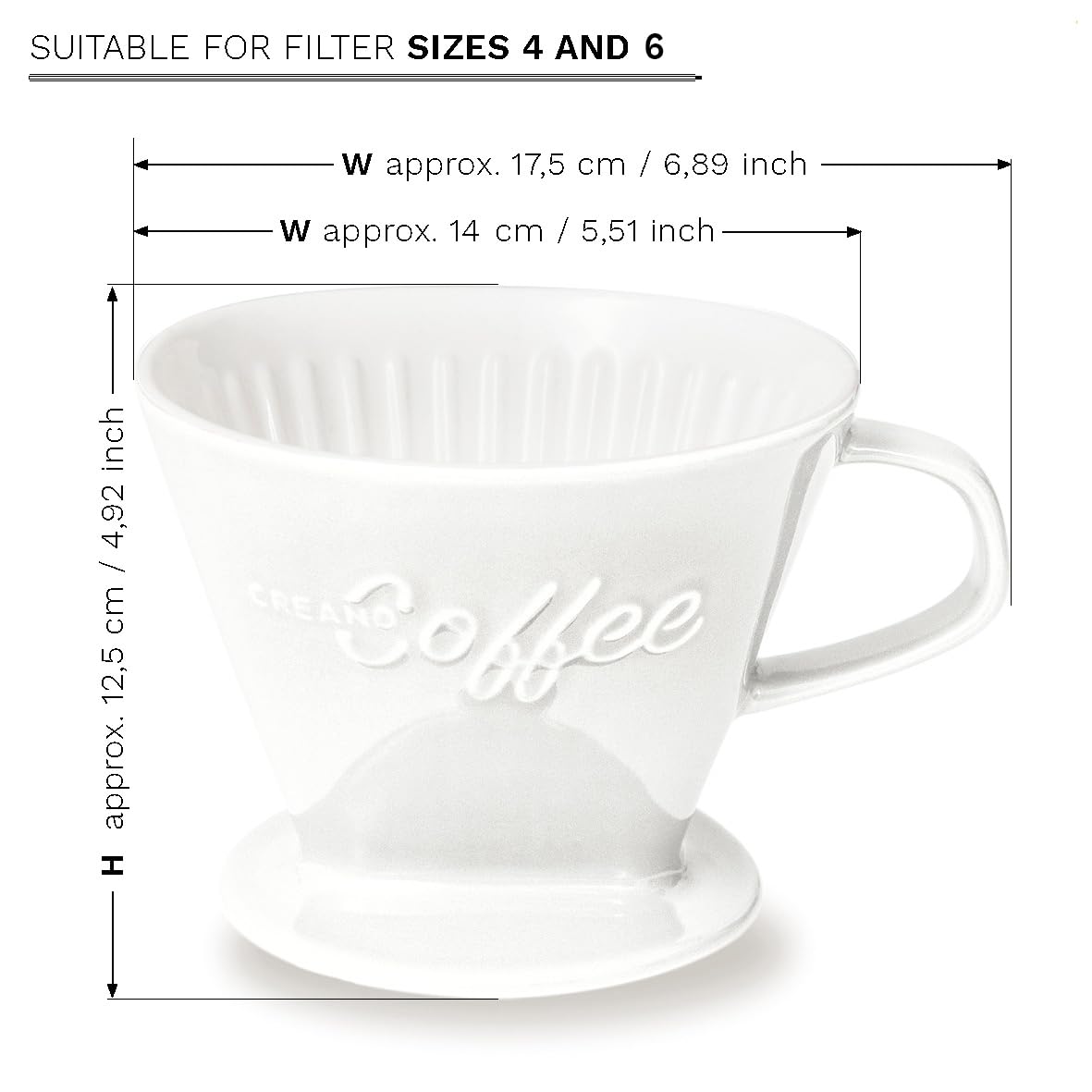 Creano XXL dripper placed on a cup for versatile pour-over use