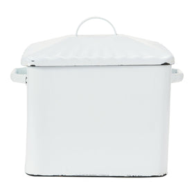 Creative Co-Op food-safe metal enamel bread storage for daily use.
