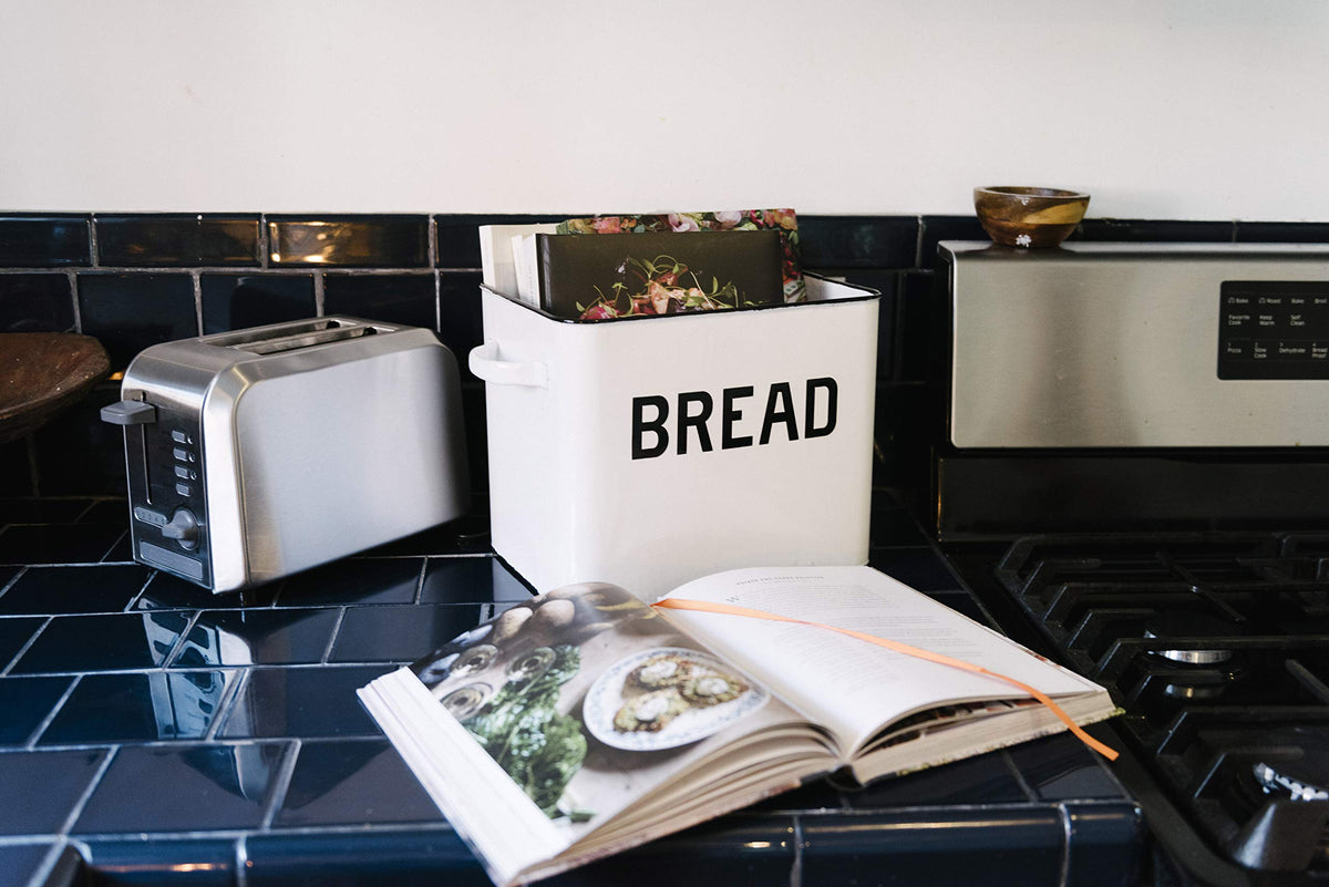 Creative Co-Op hand wash only bread box for durable care.