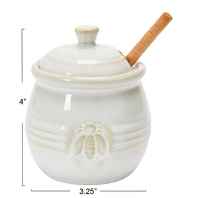 Creative Co-Op honey pot adds kitchen decor charm and practical storage.