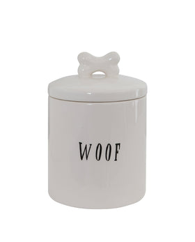 Creative Co-Op pet treat container ready for home or entryway use.