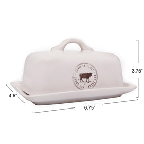 Creative Co-Op stoneware butter dish withstands everyday counter routine