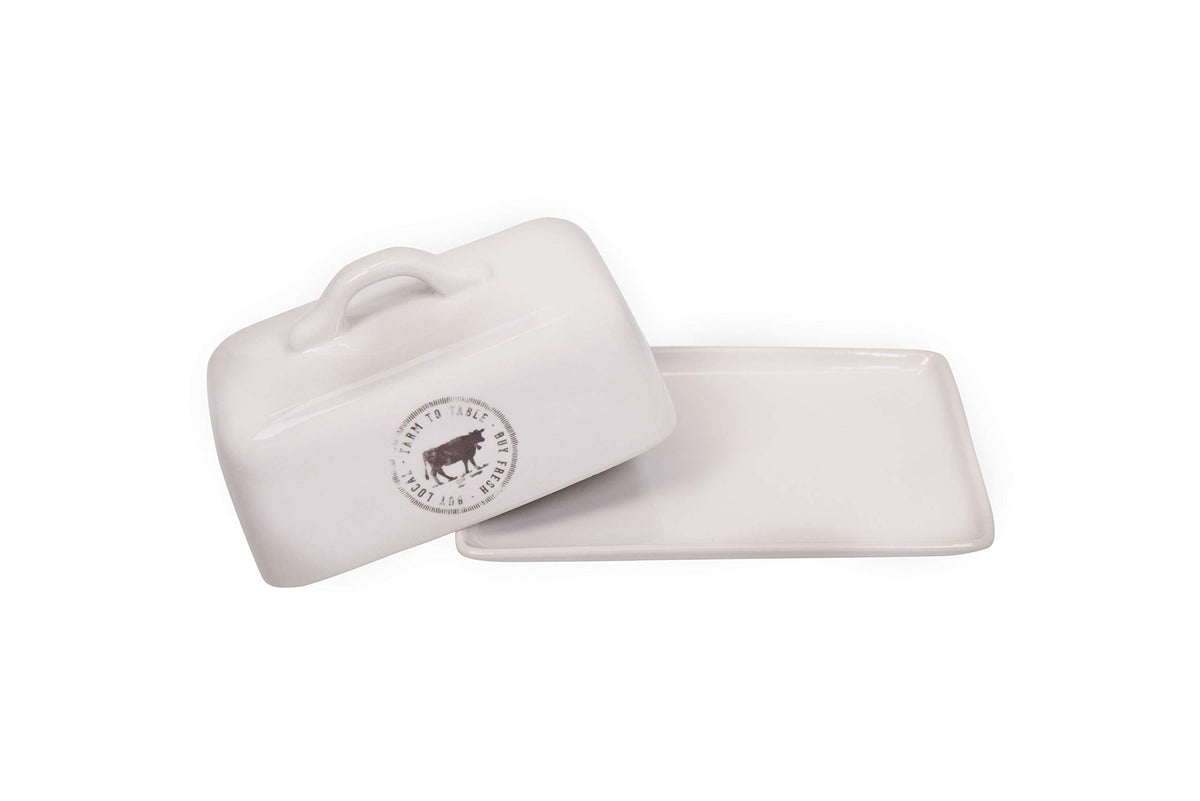 Creative Co-Op stoneware butter dish makes kitchen organization feel intentional