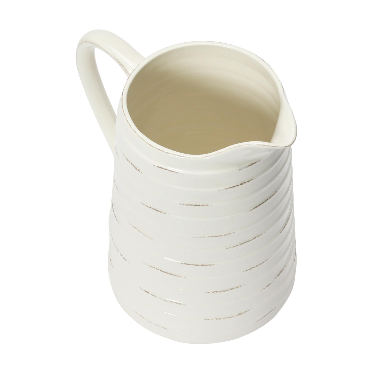 Creative Co-Op White Ceramic Pitcher perfect for lemonade and batched drinks