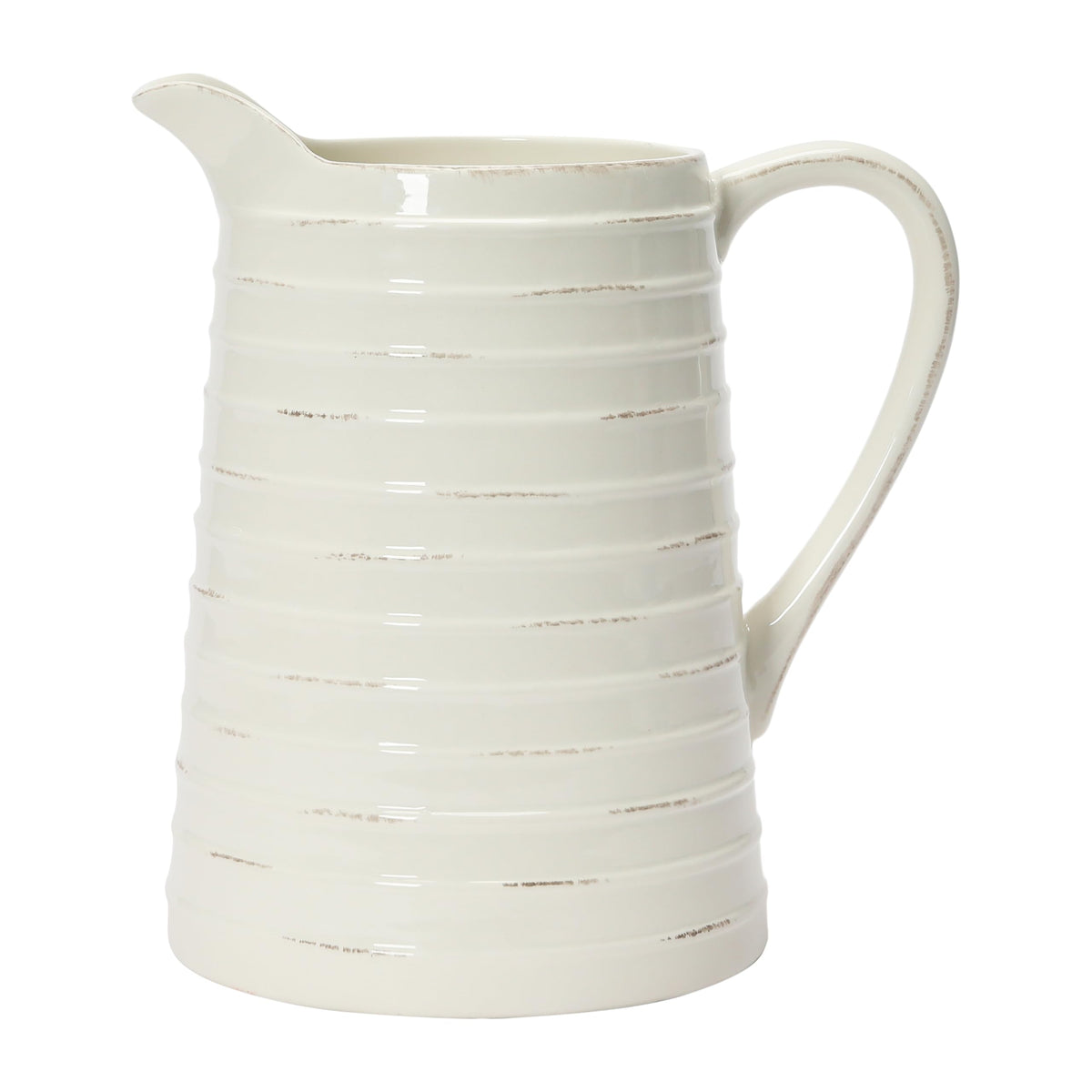 Creative Co-Op White Ceramic Pitcher durable stoneware for everyday use