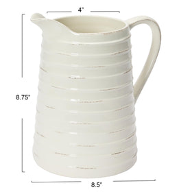 Creative Co-Op White Ceramic Pitcher ideal for tea time and brunch beverages