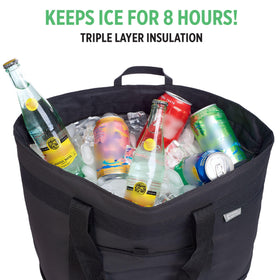 Creative Green Life jumbo cooler bag open lid revealing ample internal space