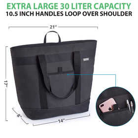 Creative Green Life jumbo cooler bag black side view with sturdy handles