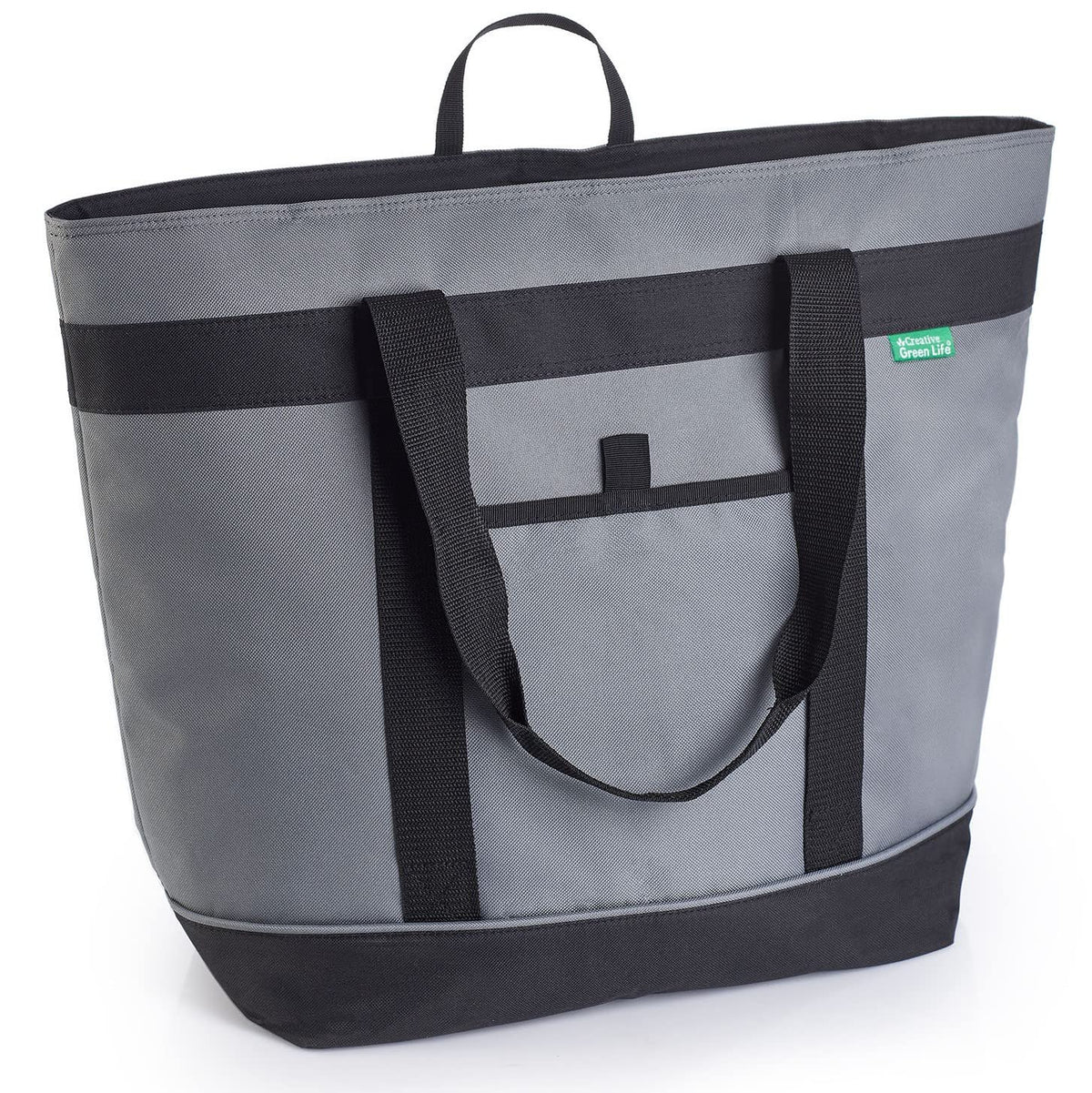 Creative Green Life Jumbo Cooler Bag gray with zipper top, ready for on-the-go meals.