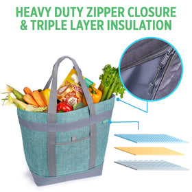 Creative Green Life jumbo insulated cooler bag green with shoulder loops for hands-free carry.