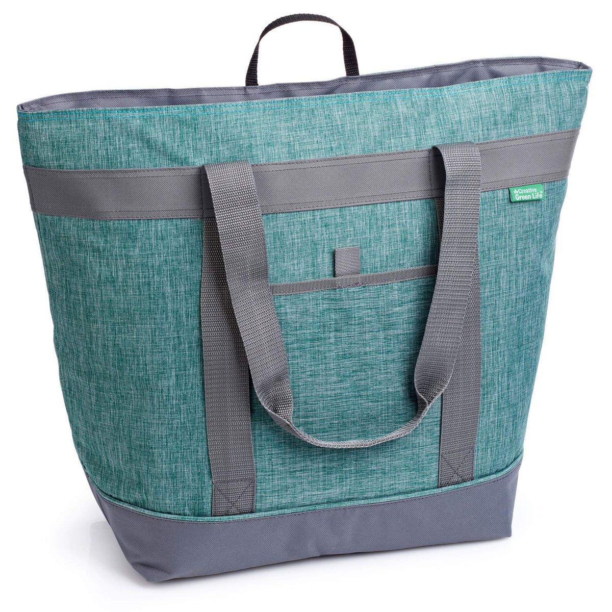 Creative Green Life jumbo insulated cooler bag green side view keeps drinks cool outdoors.