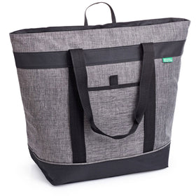 Creative Green Life jumbo insulated cooler bag Charcoal front view shows ample space for groceries.