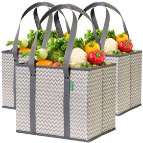 Creative Green Life reusable grocery bags 3-pack box-stand-up design for easy loading