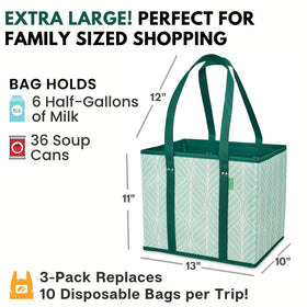 Creative Green Life reusable grocery bags fold-flat for compact storage when not in use.
