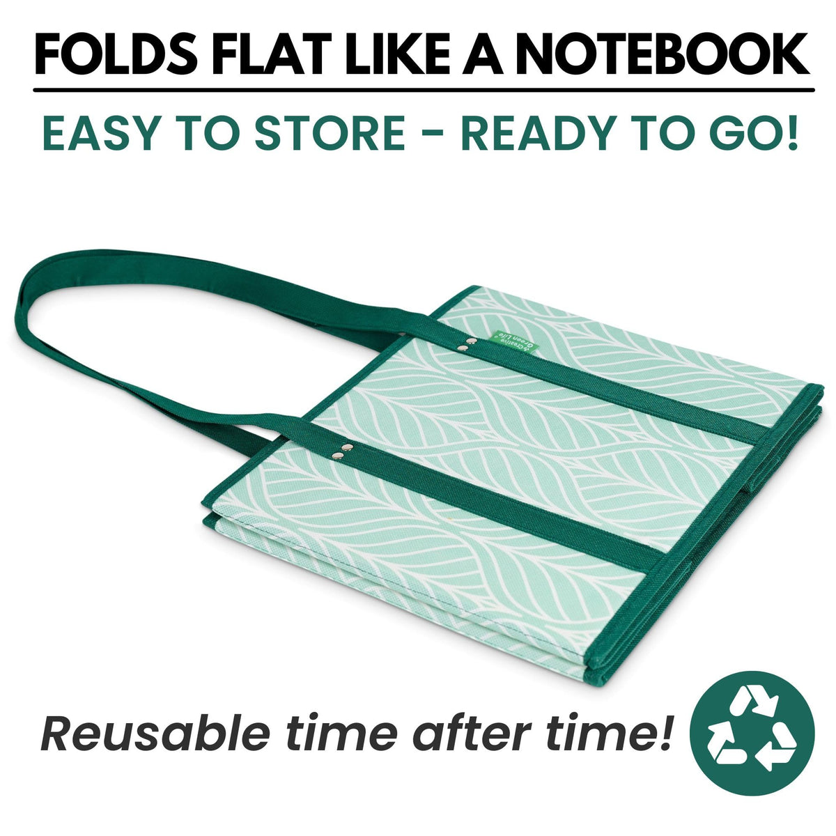 Creative Green Life reusable grocery bags long handles and sturdy bottom for heavy items.