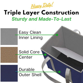 Creative Green Life reusable grocery bags demonstrating spill-proof trunk design keeping groceries secure.