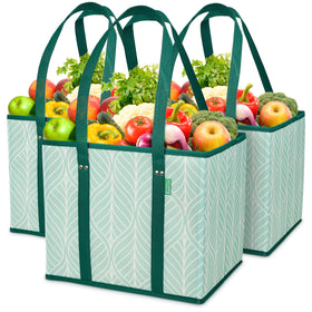Creative Green Life reusable grocery bags stand up for easy loading and unloading.