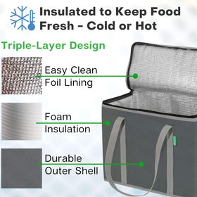 Creative Green Life XL insulated bag with hard bottom insert protects delicate groceries.