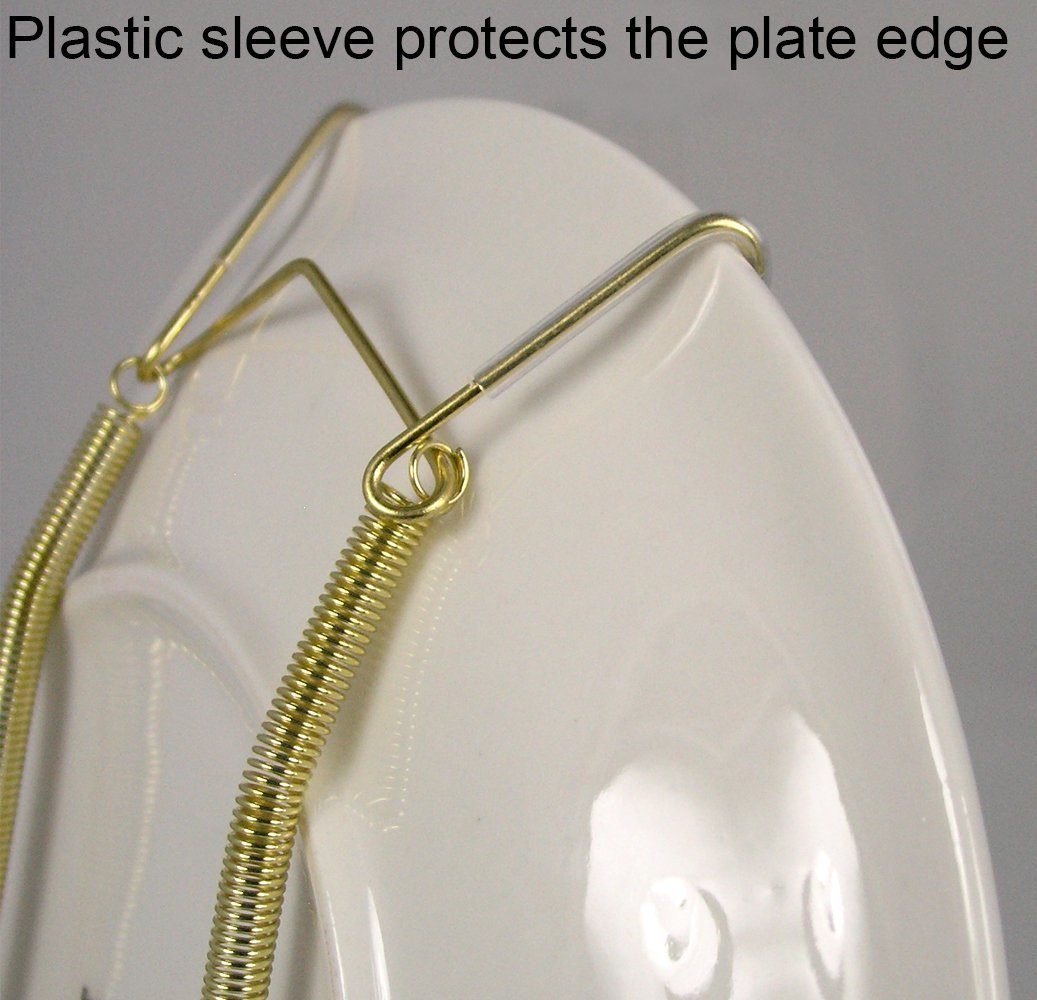Creative Hobbies gold wire spring plate hangers protect plates with vinyl tips