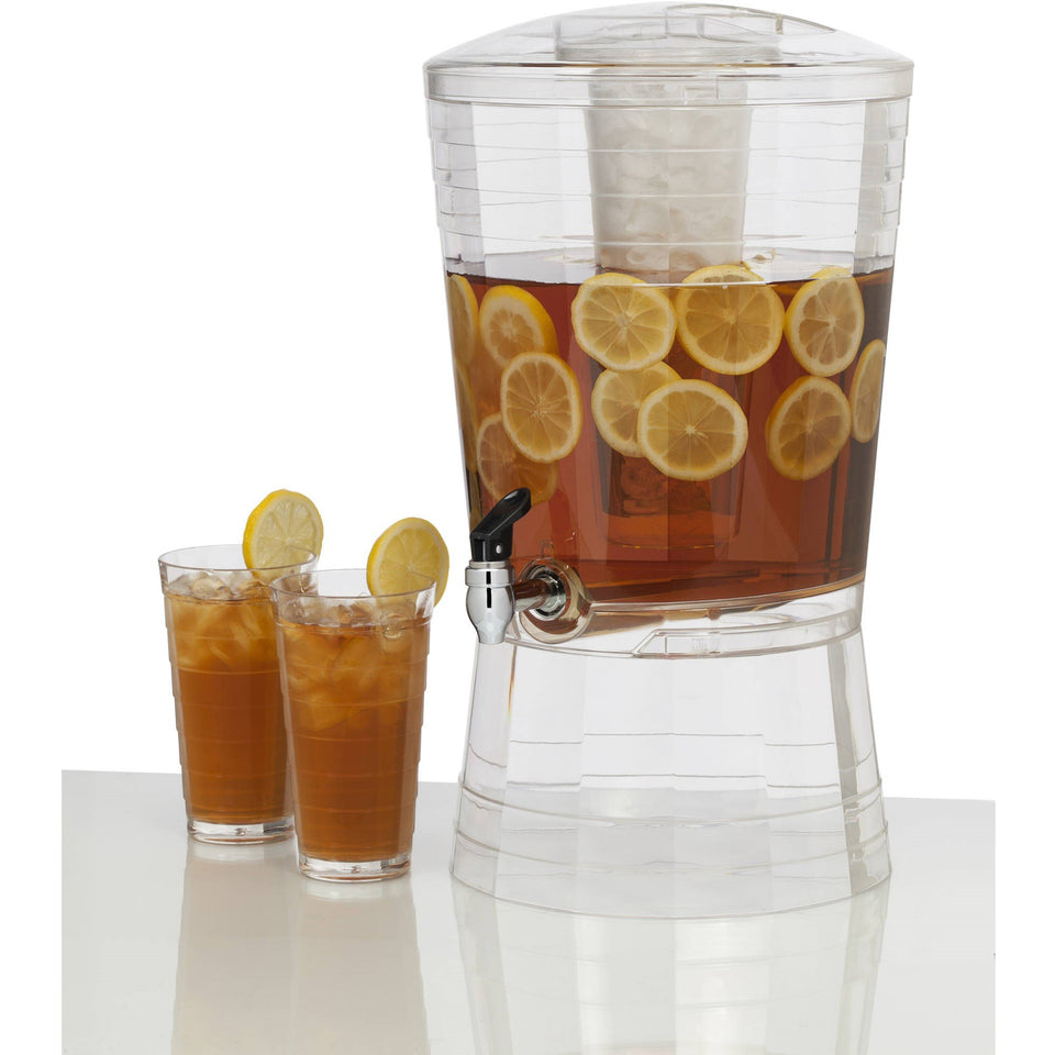 CreativeWare 3-gallon mosaic dispenser in clear acrylic with no-drip spigot, ideal for spill-free serving.