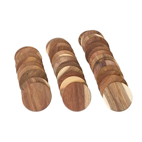 Cregugua acacia coasters feature a natural coating to guard tabletops