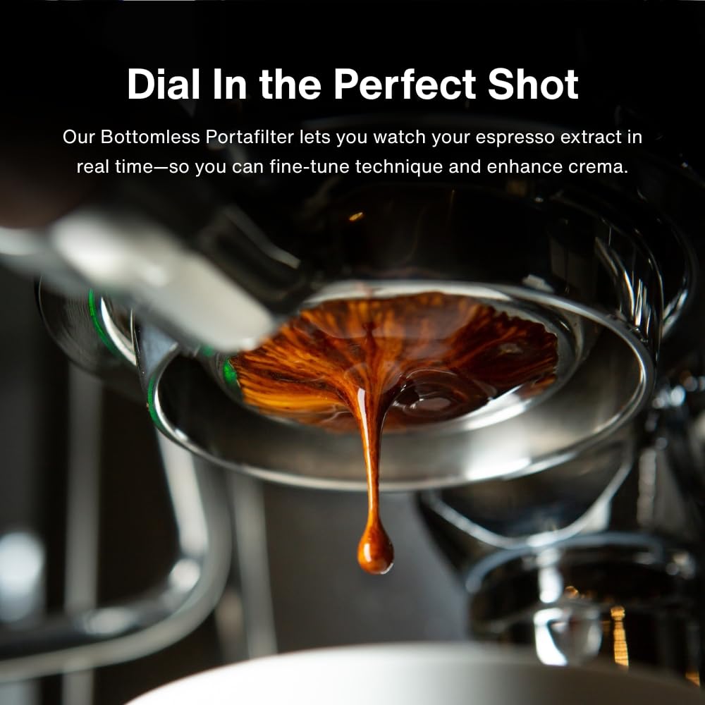 CREMA double-shot filter basket included for versatile espresso servings.