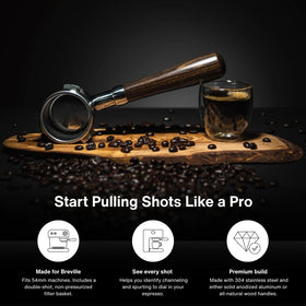 CREMA 54mm portafilter fits Breville machines with seamless compatibility.