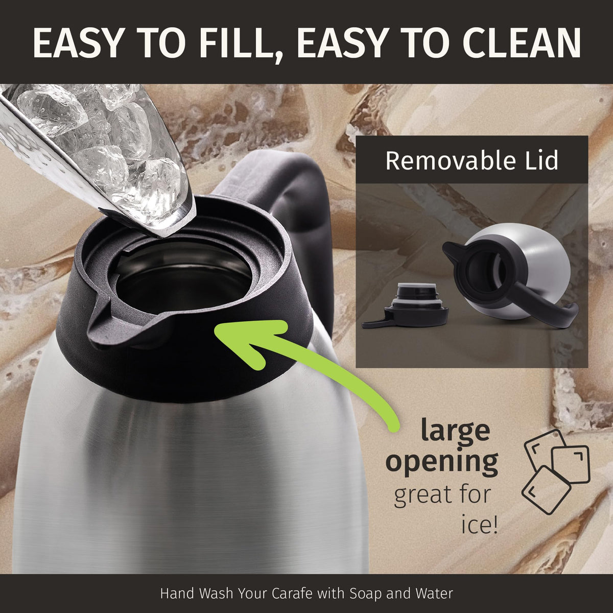 CRESIMO one-hand pour carafe keeps beverages accessible.