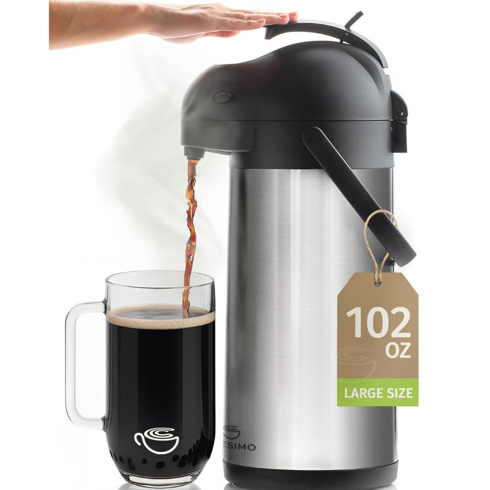Cresimo Coffee Carafe with Pump pour spout for effortless serving at events.