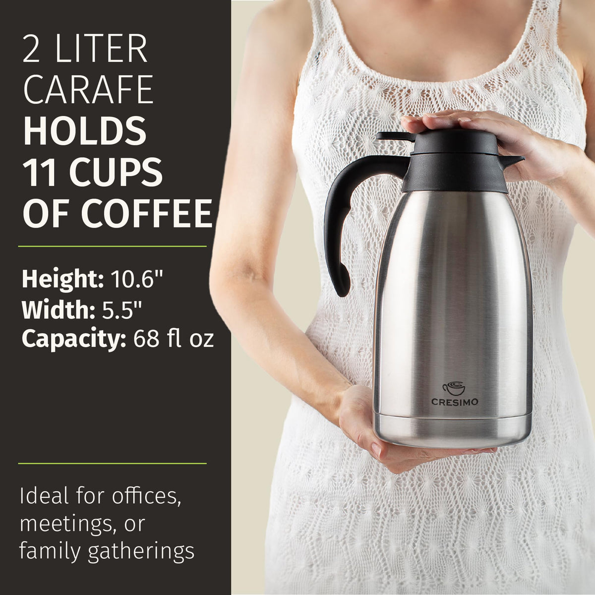 CRESIMO large mouth opening aids quick filling and cleaning.