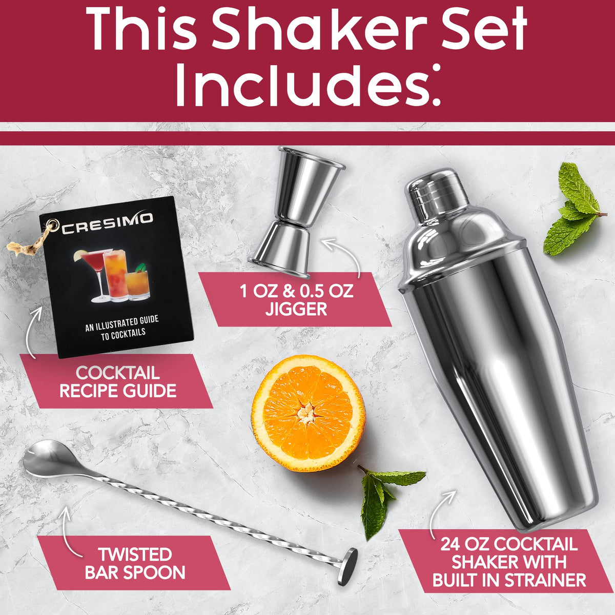 Cresimo measuring jigger ensures precise pours for consistent drinks