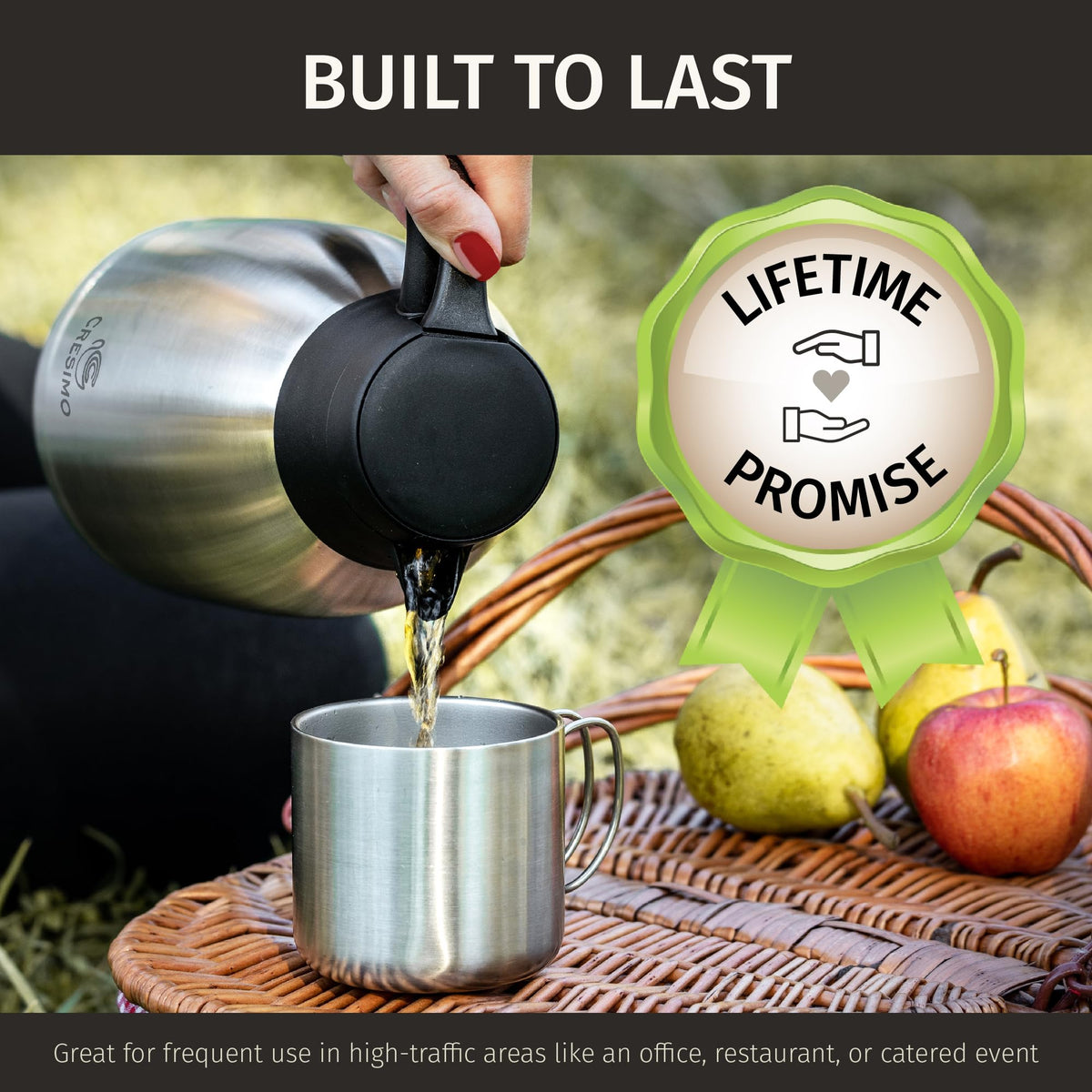 CRESIMO American-designed carafe with reliable lifetime guarantee.