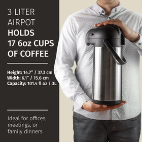 Cresimo thermal carafe stainless steel body preserves heat.