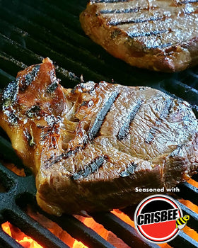 Crisbee Stik hands applying finish: user-friendly seasoning routine.
