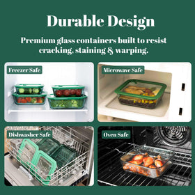 Crispa borosilicate glass is freezer-safe for long-term meal prep.