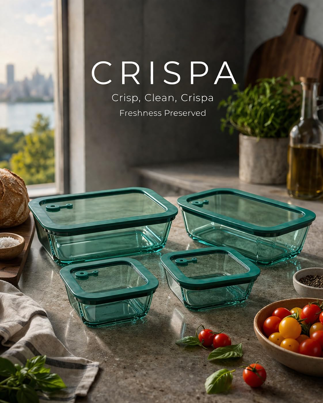 Crispa microwave-safe glass for reheating meals without plastic.