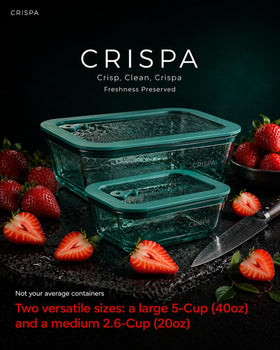 Crispa silicone-seal lid provides leakproof closure avoiding spills.