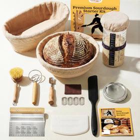 CRISS ELITE sourdough starter jar with thermometer showing feeding schedule