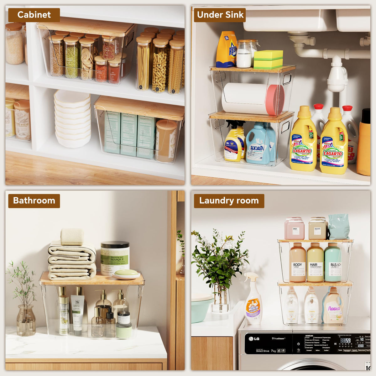 Criusia organizer handle design makes carrying multiple bins effortless.