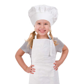 CRJHNS kids apron set front view, adjustable neck strap for a comfortable fit.
