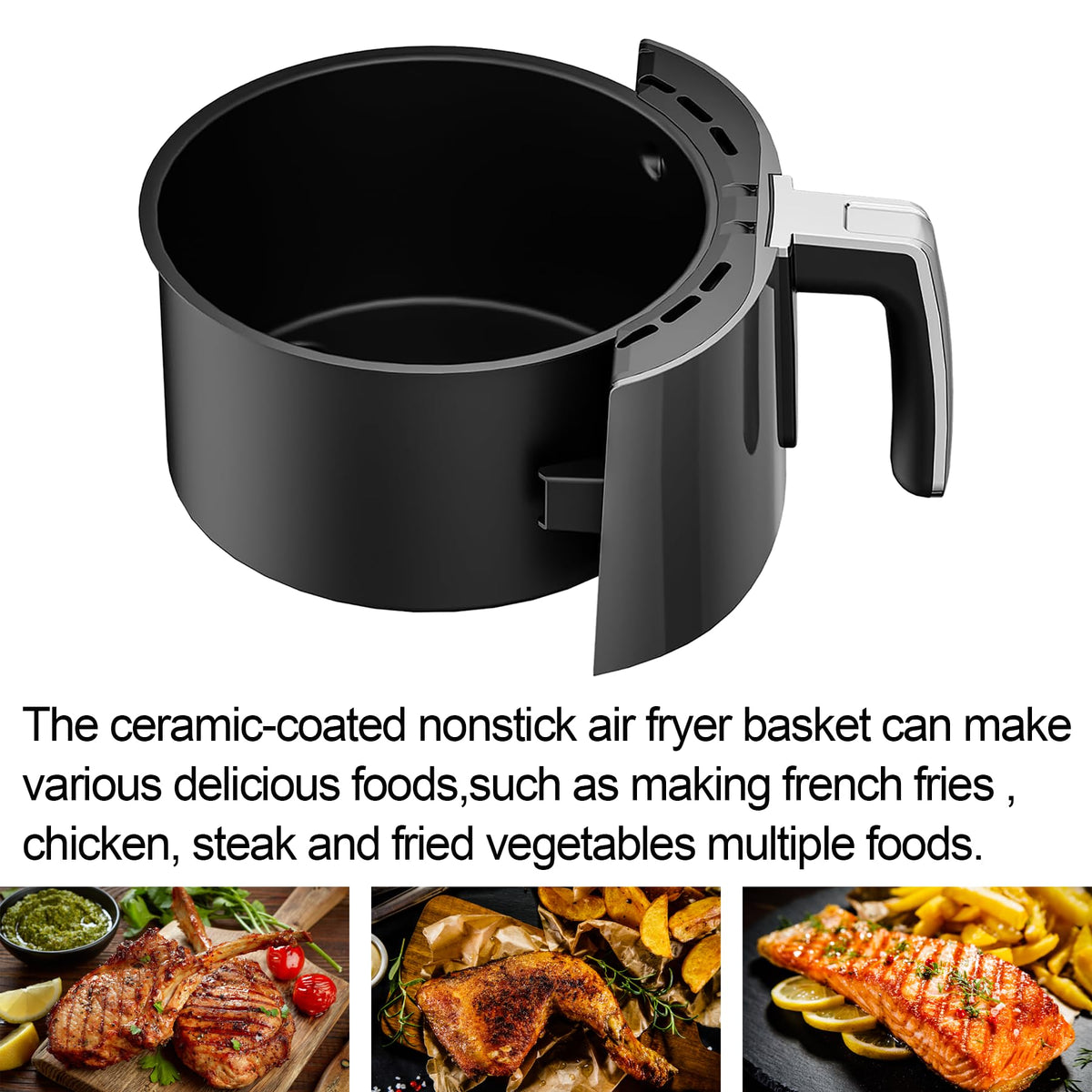 Croask air fryer basket for Ninja AF101 assembled with handle ready to use.